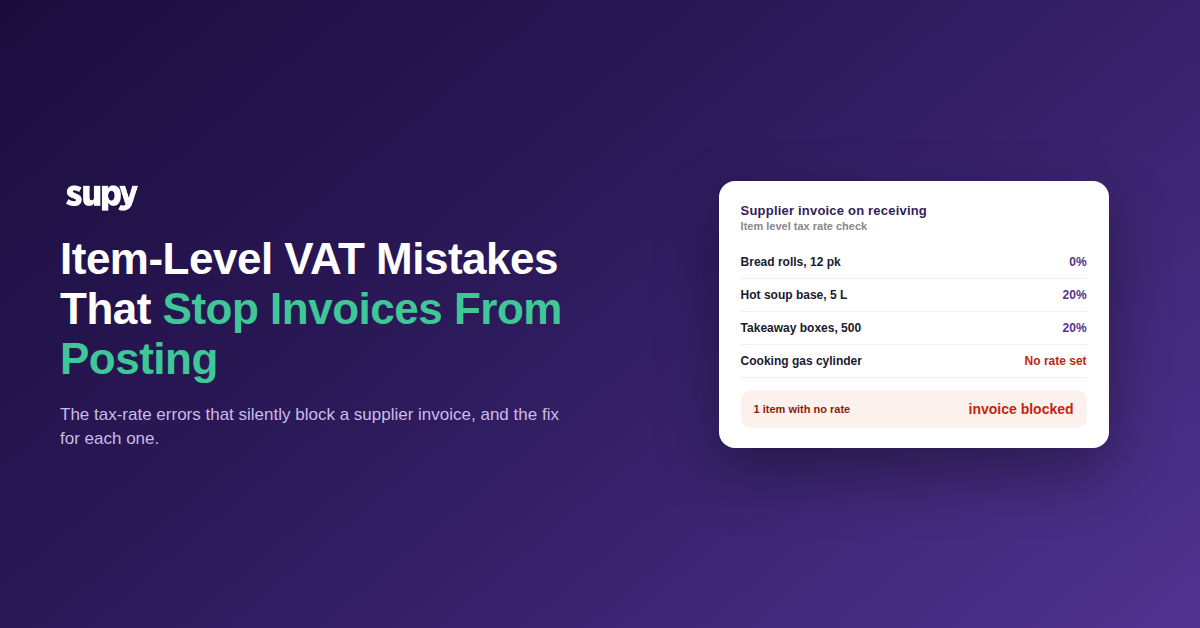 Supplier invoice on receiving with one item missing its tax rate