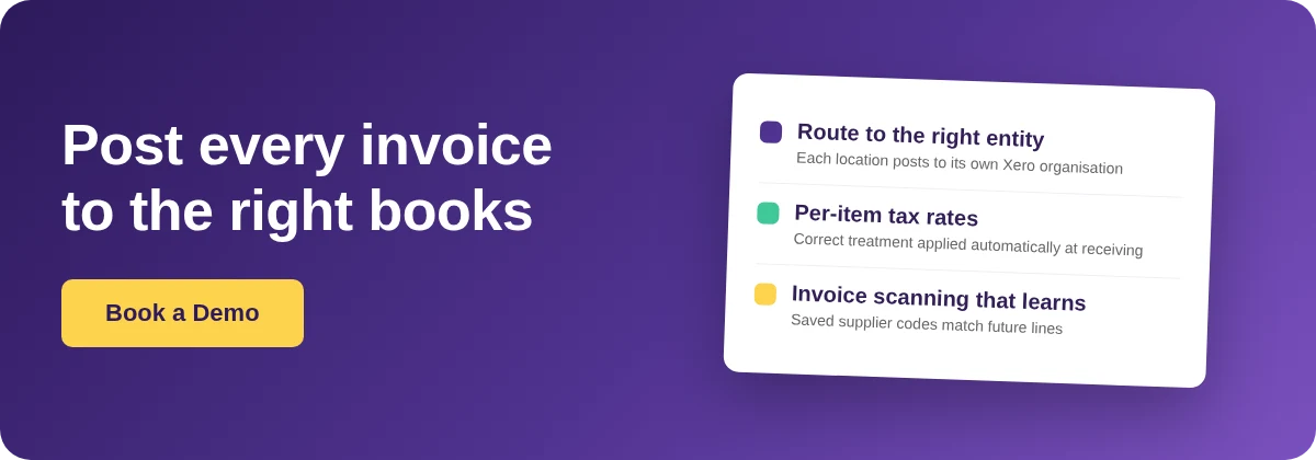 Book a Demo with Supy - post every restaurant invoice to the right books across multiple entities