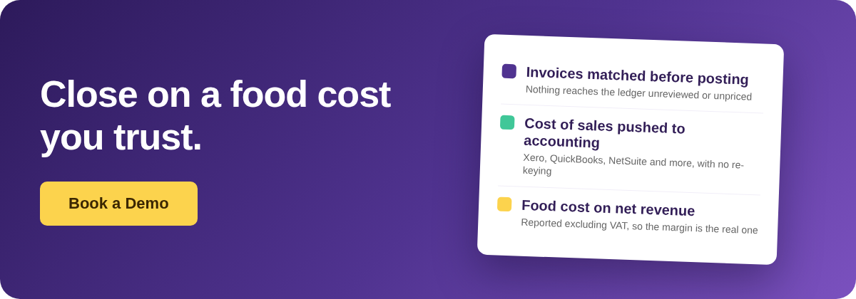 Book a Demo with Supy - close on a food cost you trust