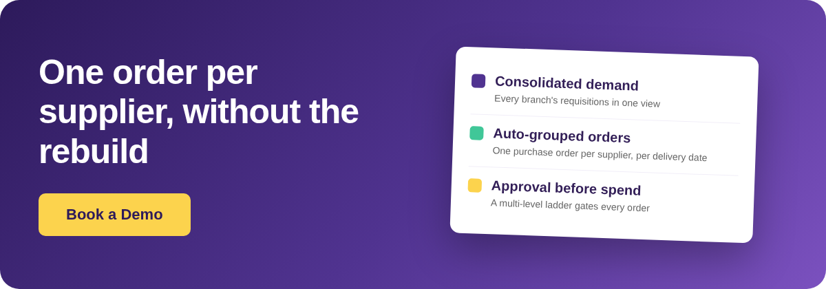 Book a Demo with Supy - consolidating branch requisitions into one supplier order