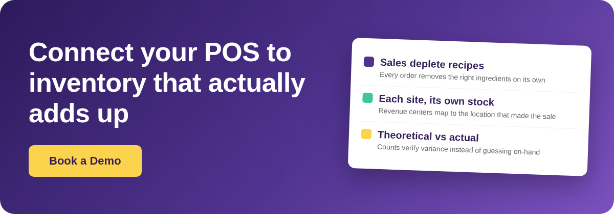 Book a Demo with Supy - connect your POS sales to accurate inventory depletion