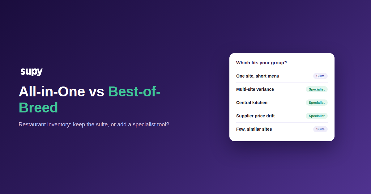 All-in-one vs best-of-breed restaurant inventory: suite or specialist