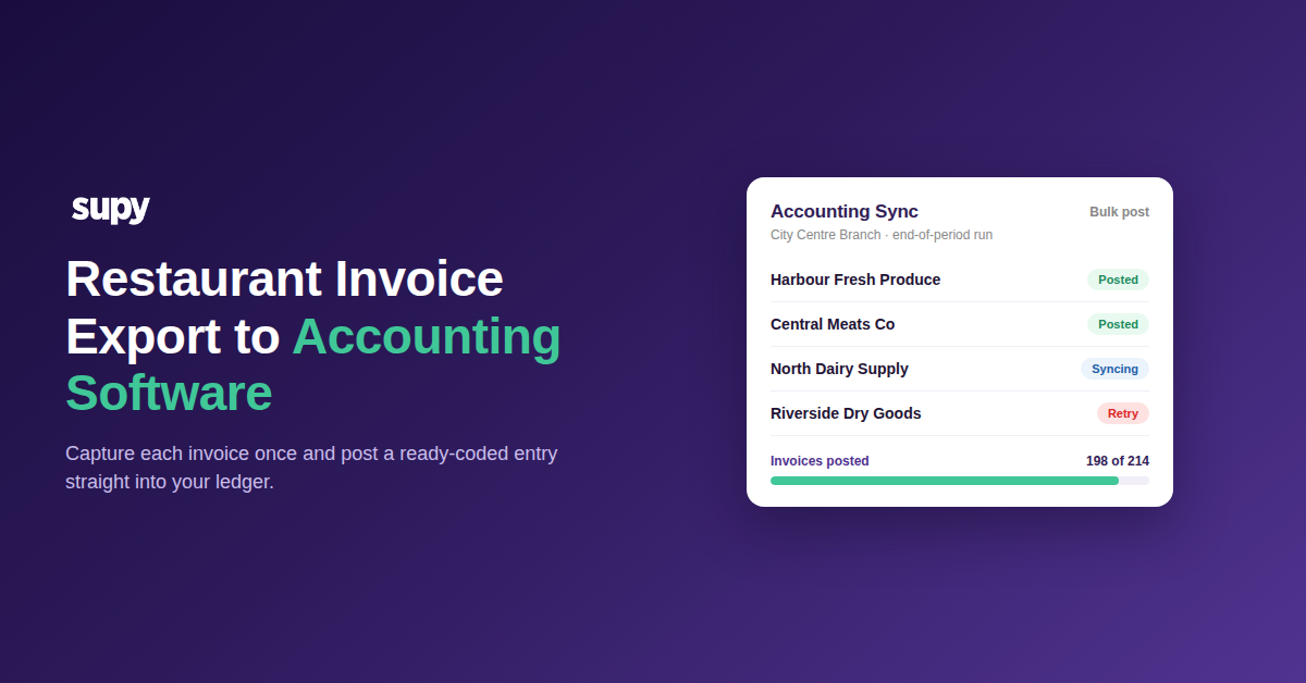 Restaurant invoice export to accounting software - Supy