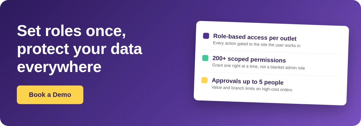 Book a Demo with Supy - restaurant inventory roles and permissions