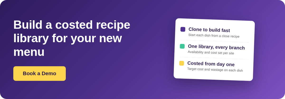 Book a Demo with Supy - build a costed recipe library for your new menu