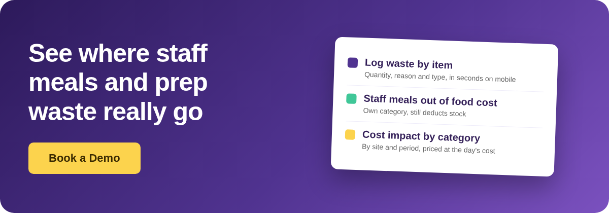 Book a Demo with Supy - track staff meals and prep waste and see the cost by site