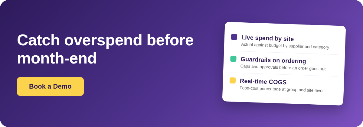 Book a Demo with Supy - live budget vs actual food and beverage spend control