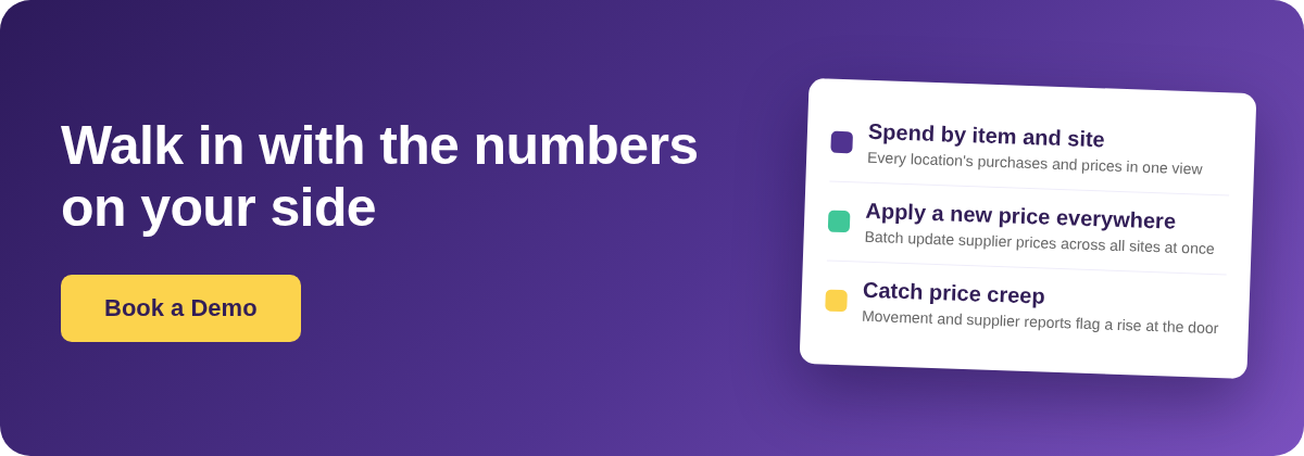 Book a Demo with Supy - see your purchasing data ready for supplier negotiations