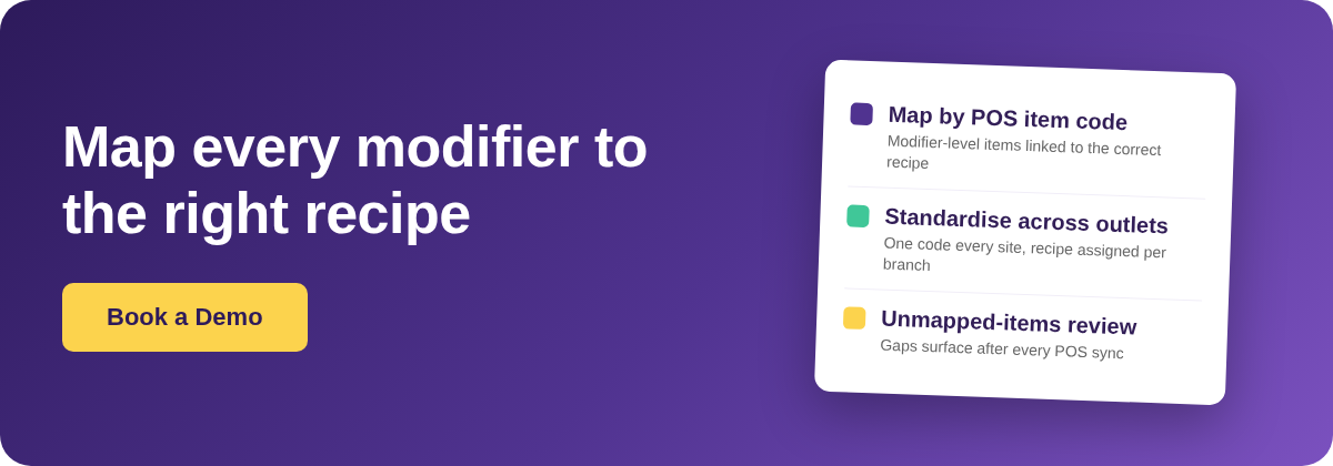 Book a Demo with Supy - POS modifier to recipe mapping