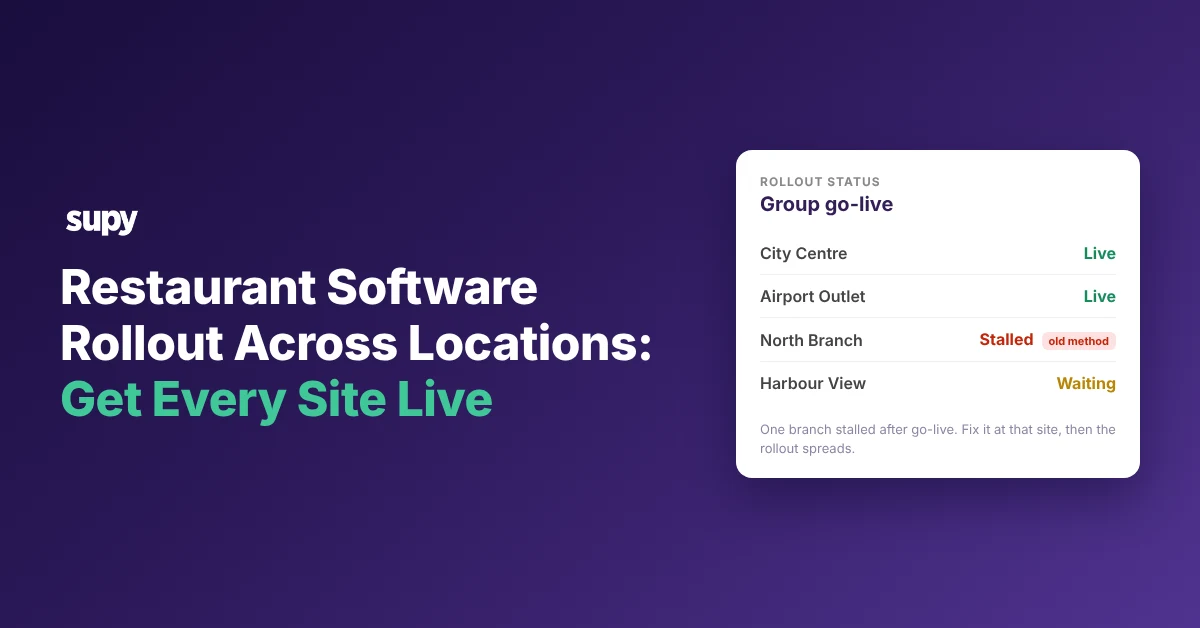 Restaurant software rollout status across multiple locations