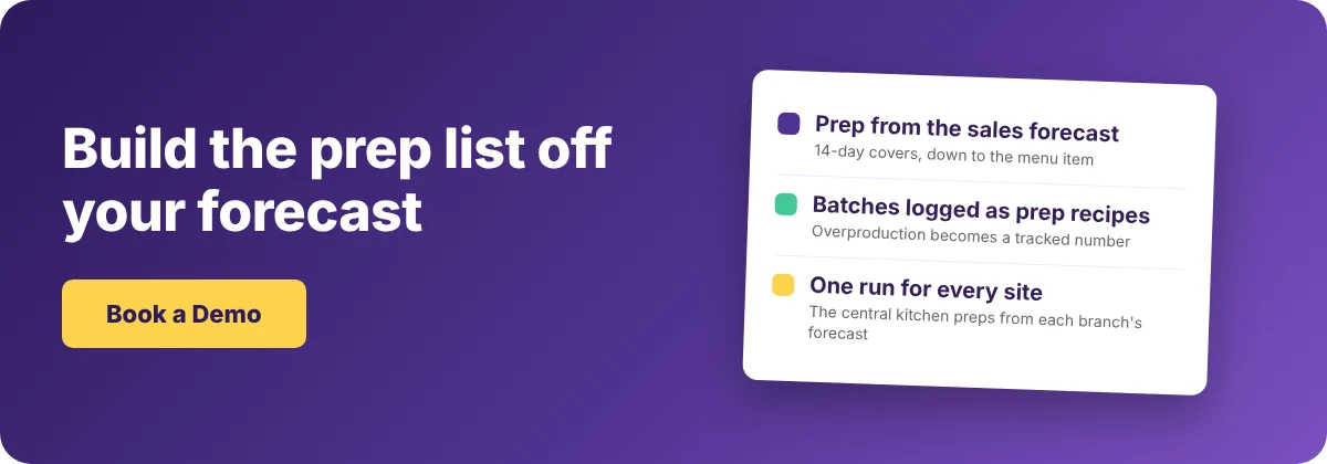 Book a Demo with Supy - restaurant prep list