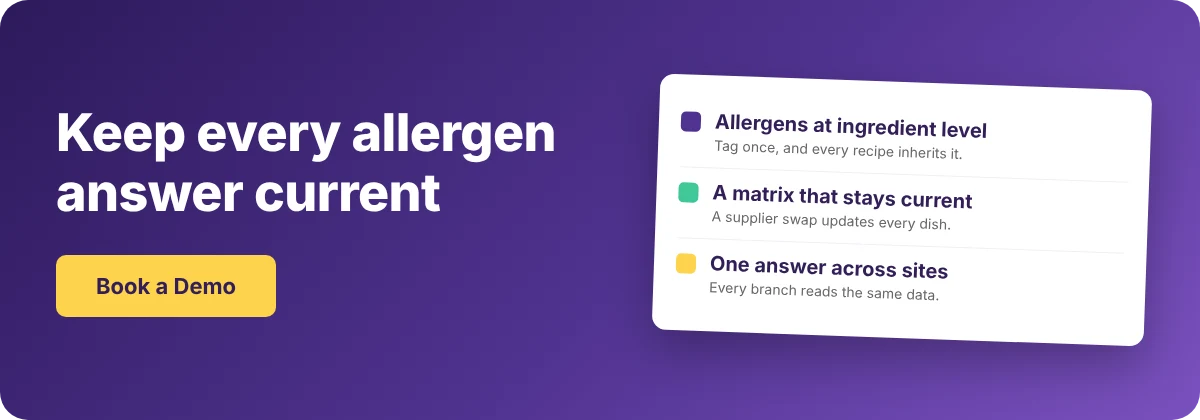Book a Demo with Supy - restaurant allergens
