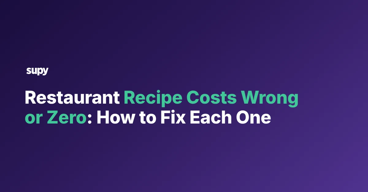 Restaurant recipe costs wrong or zero