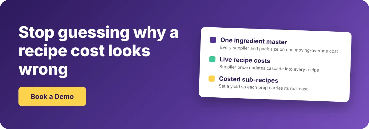 Book a Demo with Supy - restaurant recipe costing