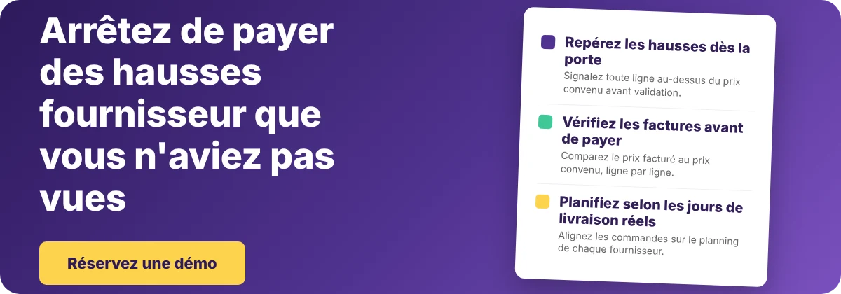 Réserver une démo avec Supy - gestion de la chaîne d'approvisionnement en restauration