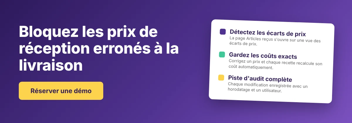 Réserver une démo avec Supy : détecter les prix de réception erronés avant qu ils corrompent vos coûts