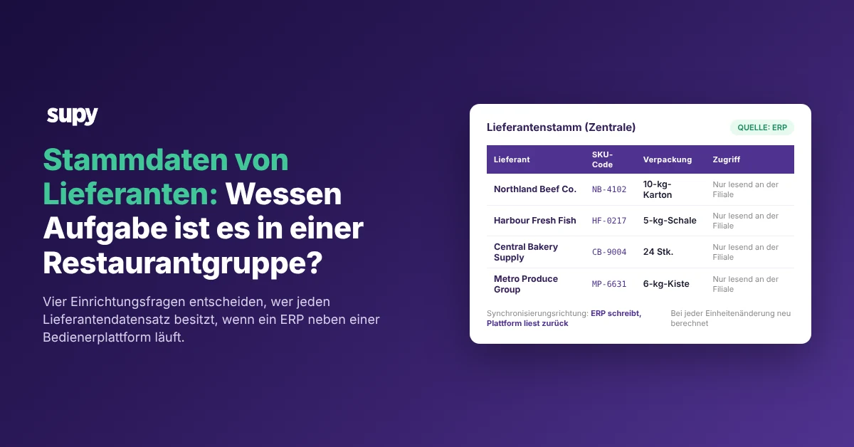 Supplier Master Data: Who Owns the Record in a Restaurant Group