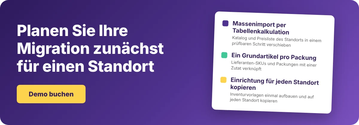 Demo mit Supy buchen, um eine Restaurant-Warenwirtschaftsmigration zu planen