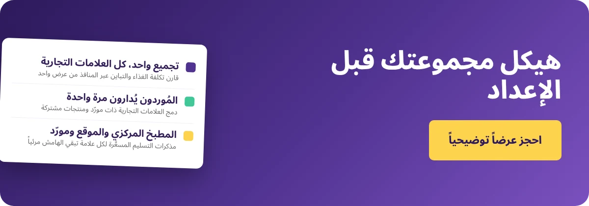 احجز عرضاً توضيحياً مع Supy - نظّم هيكل مجموعة مطاعمك متعددة العلامات التجارية قبل الانضمام