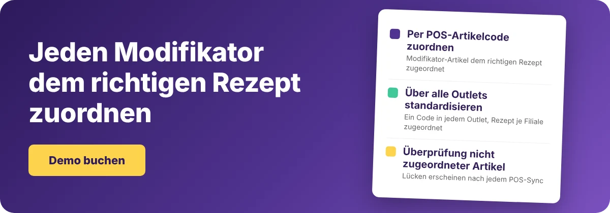 Demo buchen mit Supy – POS-Modifikatoren zur Rezeptzuordnung