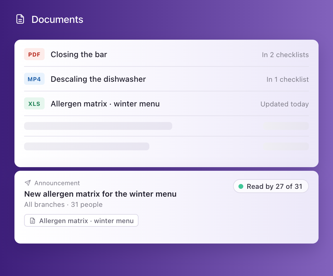 Document store in Supy Checklists