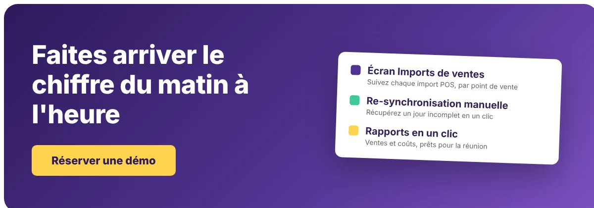 Réservez une démo avec Supy - faites arriver votre rapport flash matinal alimentaire à l'heure
