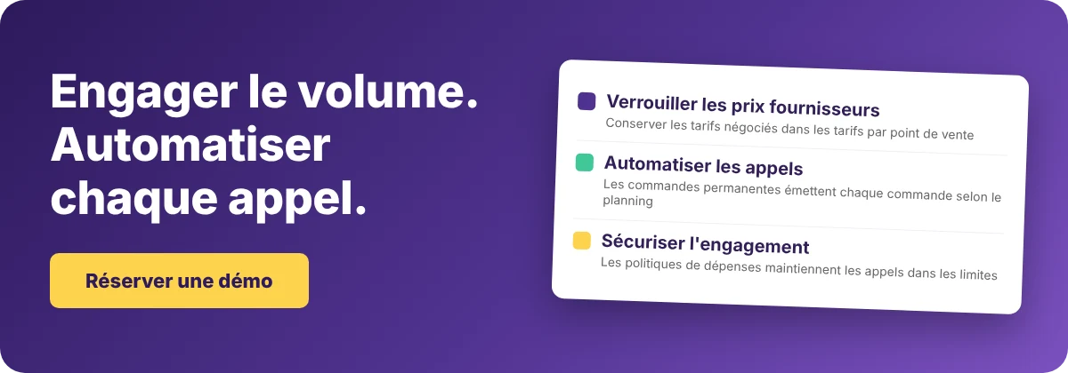 Réserver une démo avec Supy - gérer les engagements en volume fournisseur sans les réapprovisionnements manuels