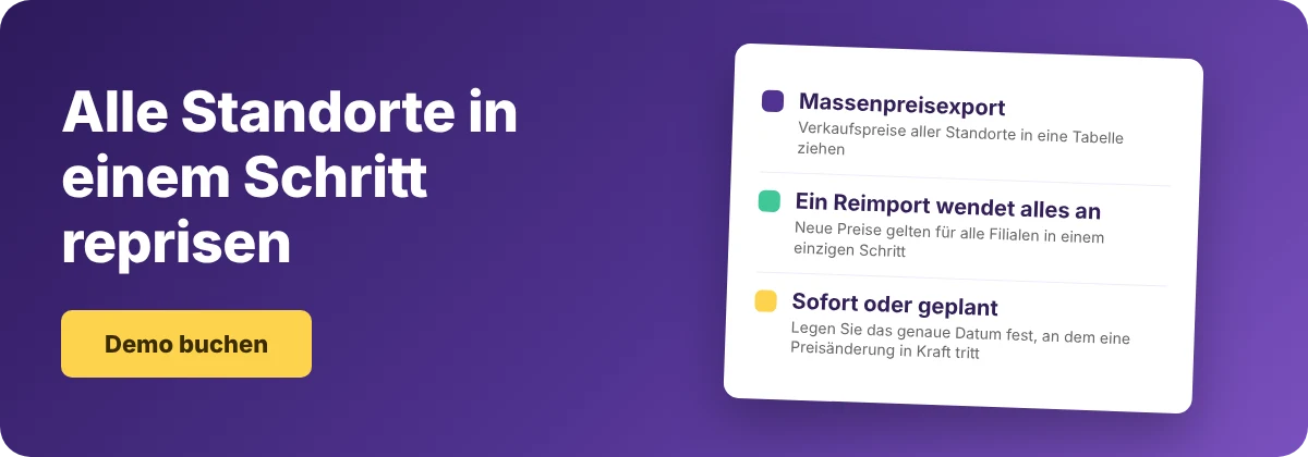 Demo mit Supy buchen – Massenpreisänderungen der Speisekarte in allen Filialen