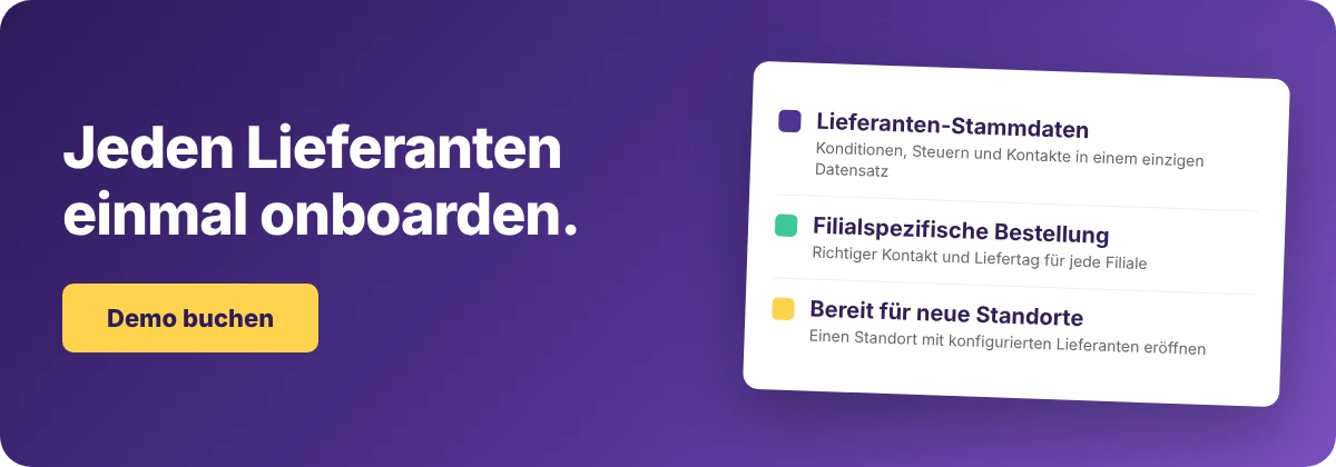 Demo buchen mit Supy - Lieferanten-Onboarding für Mehrstandort-Restaurantgruppen