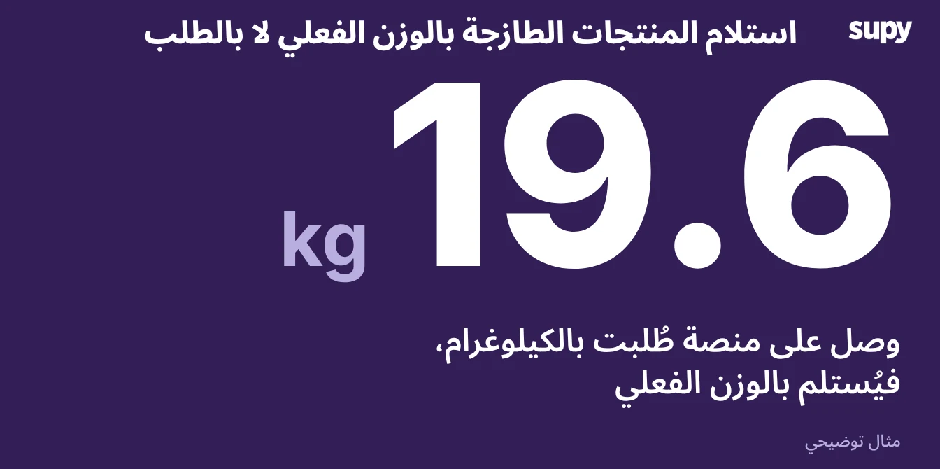 شاشة عرض كبيرة: تسليم 19.6 كغ لطلب مقداره 20 كغ