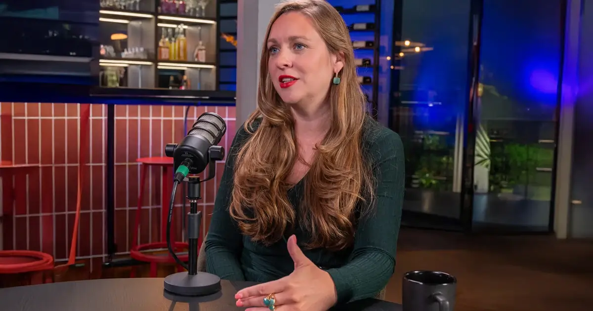 Behaviour change expert, Amy-Jane Gielen, sat and speaking for the podcast episode.