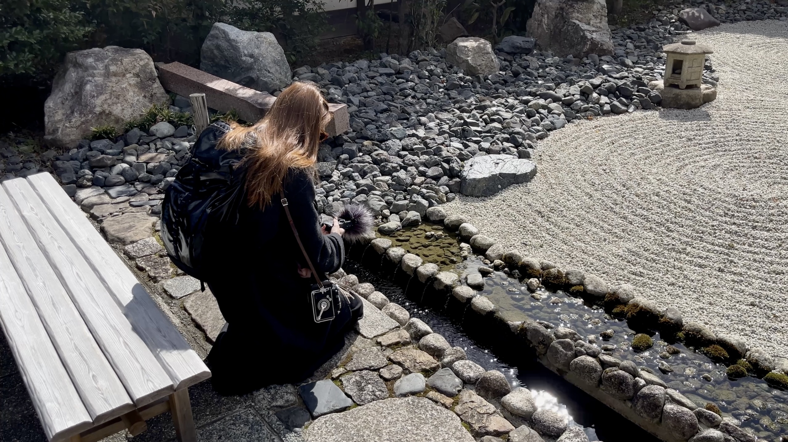 On a sound walk, recording the stream