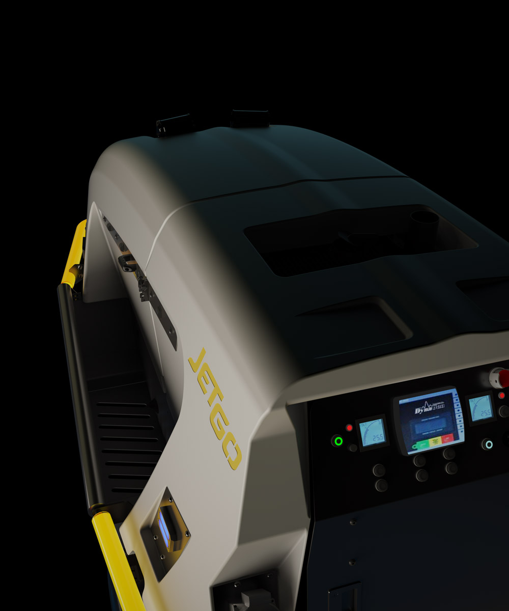 View of Aero Specialties Ground Power Unit from above on dark background