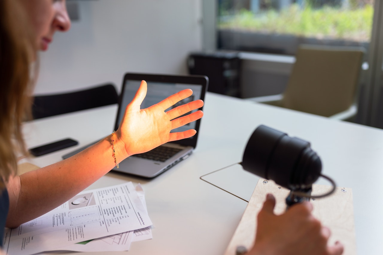 a person testing a pre-production prototype of a light fixture