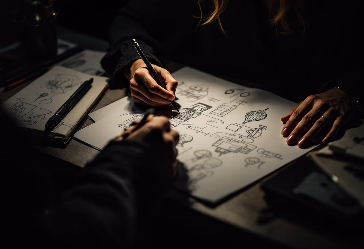 image of a person brainstorming ideas for a productivity tools business