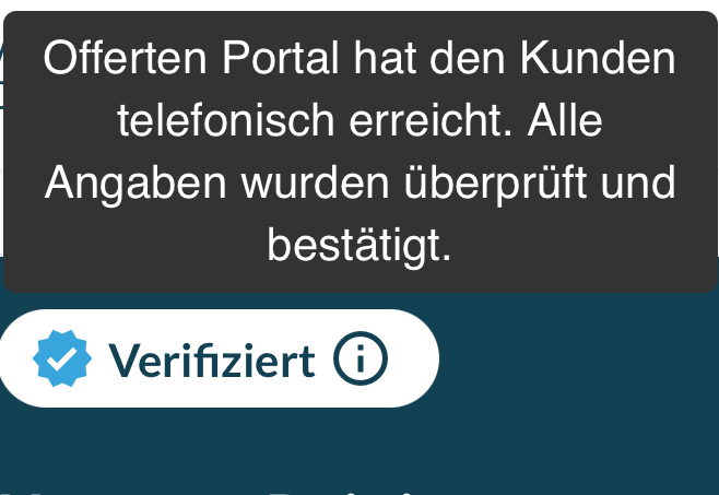 Was bedeutet „Anfrage verifiziert“ bei Offerten-Portal.ch?