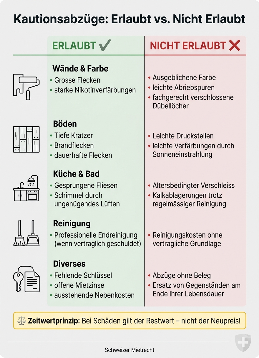 Kautionsabzüge Schweiz: Erlaubt vs. Nicht Erlaubt