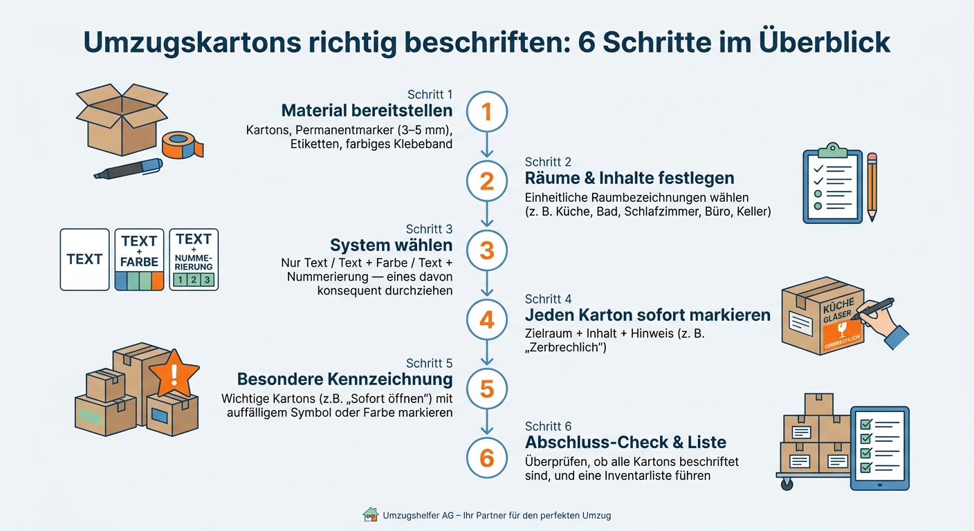 Umzugskartons richtig beschriften: 6 Schritte im Überblick