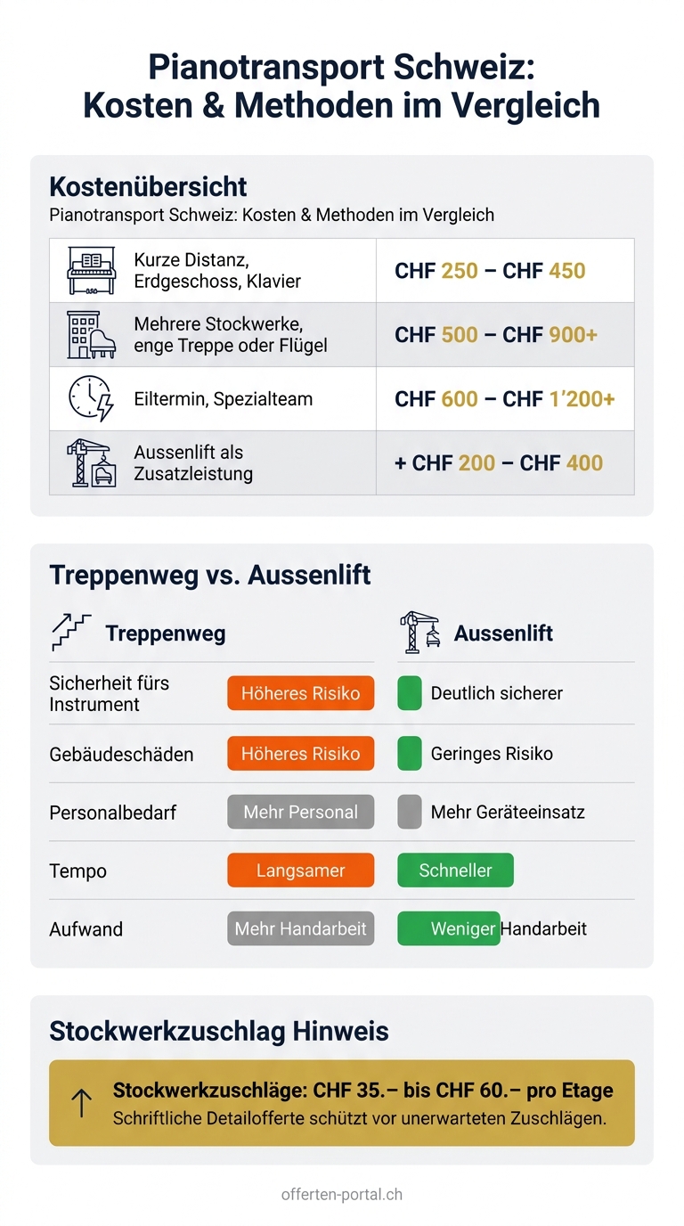 Pianotransport Schweiz: Kosten & Methoden im Vergleich