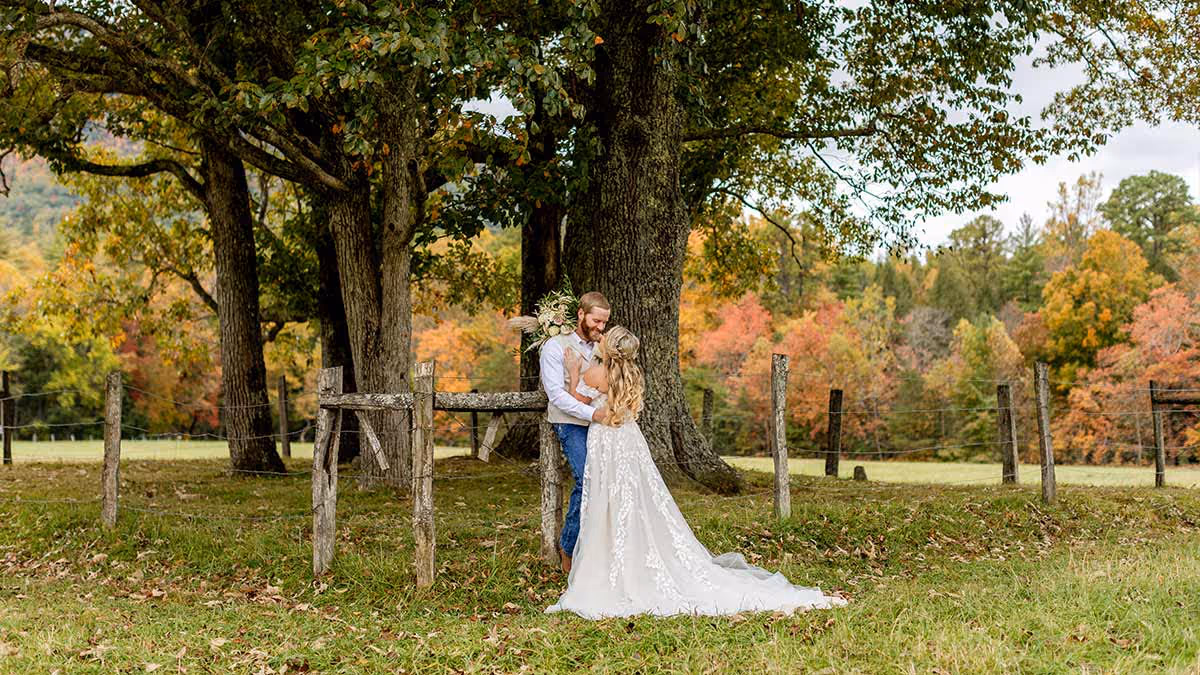 Photo by Let's Elope Gatlinburg of a couple who just eloped in Cades Cove in the Smoky Mountains in Tennessee.