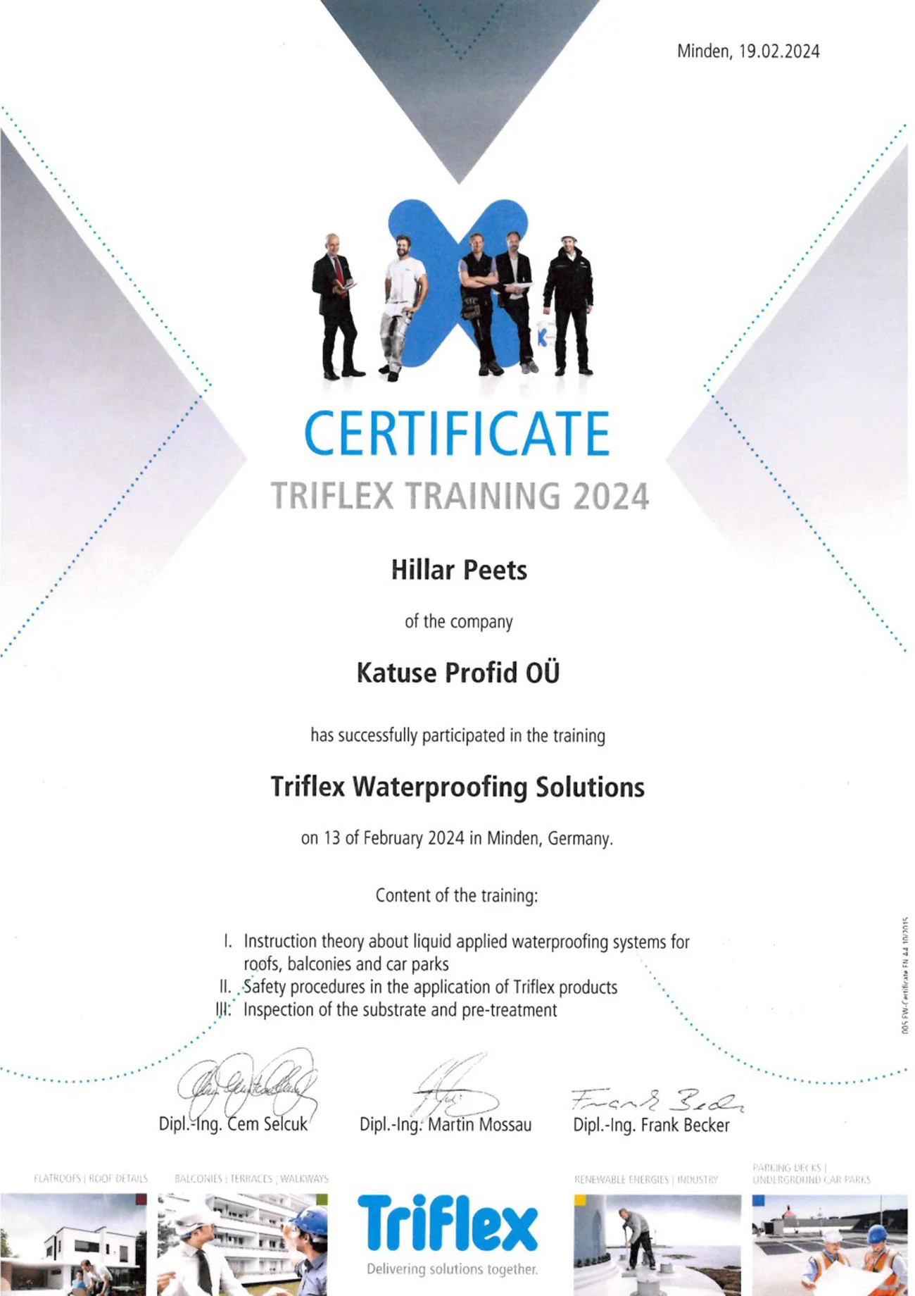 Triflex Certificate
