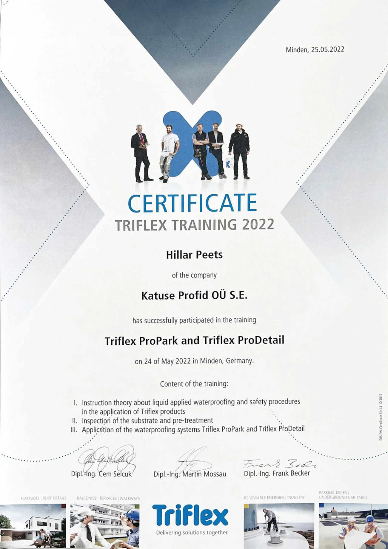 Triflex Certificate