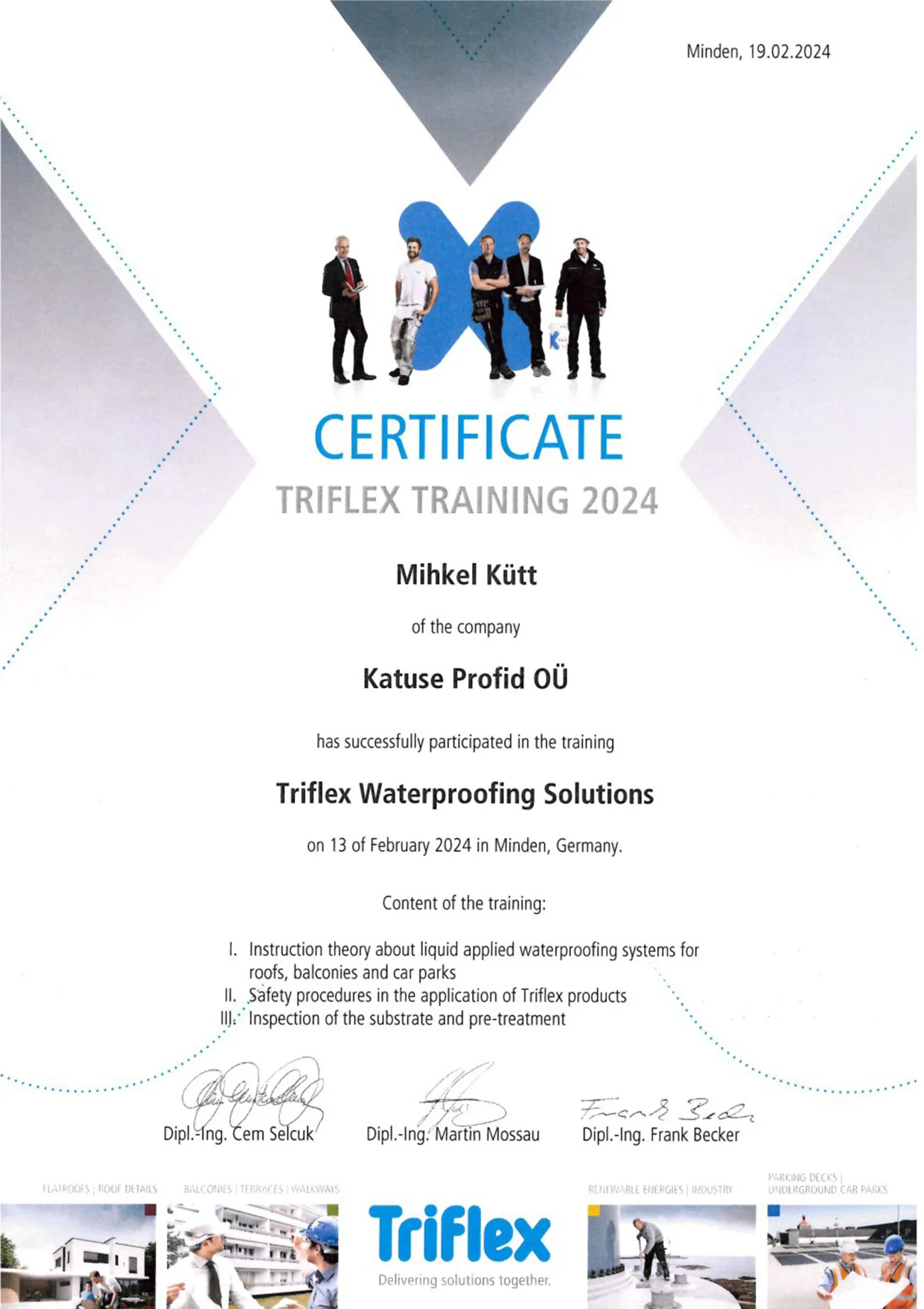 Triflex Certificate