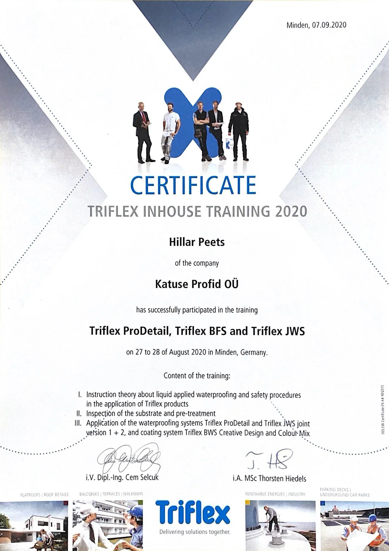 Triflex Certificate