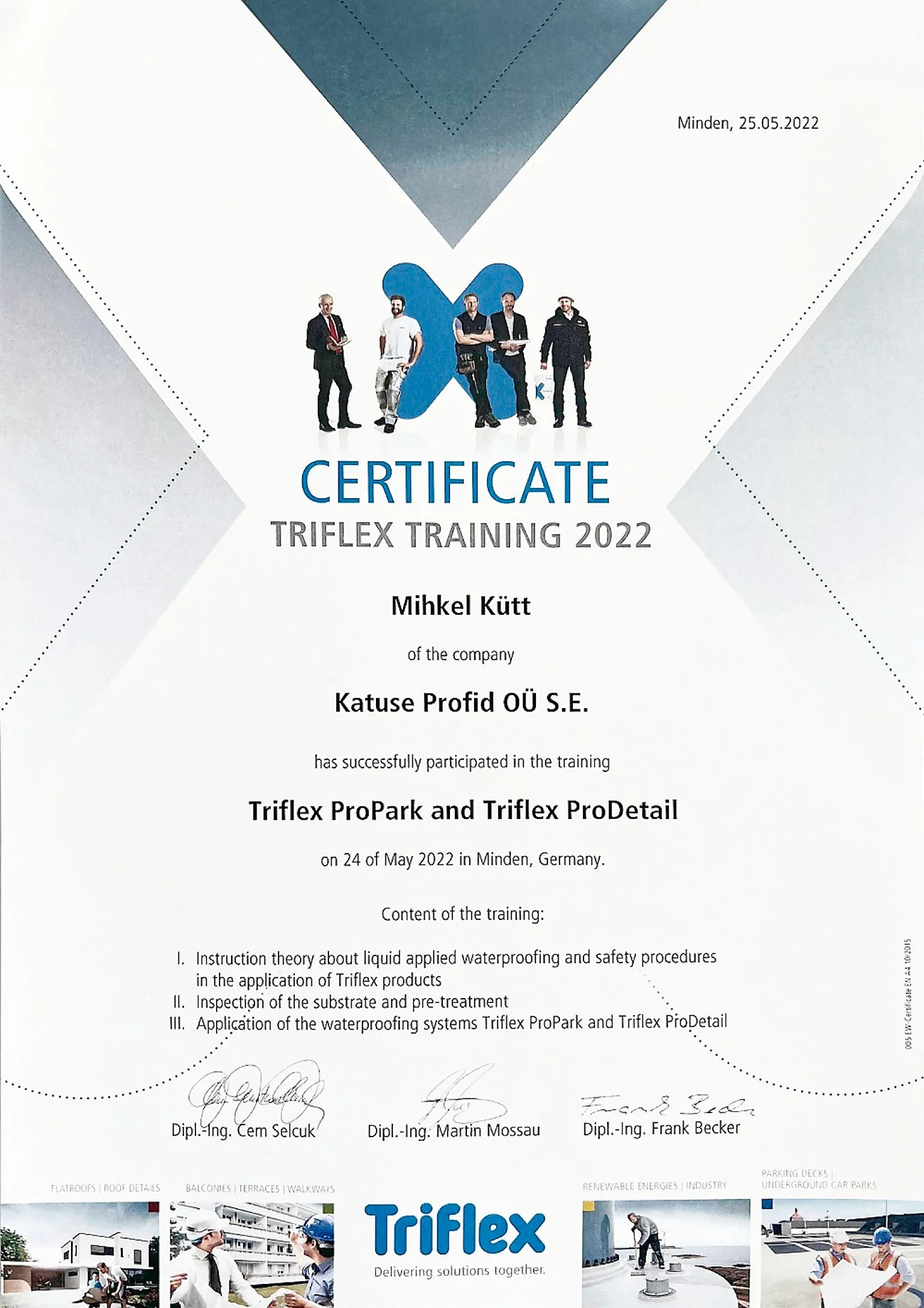 Triflex Certificate
