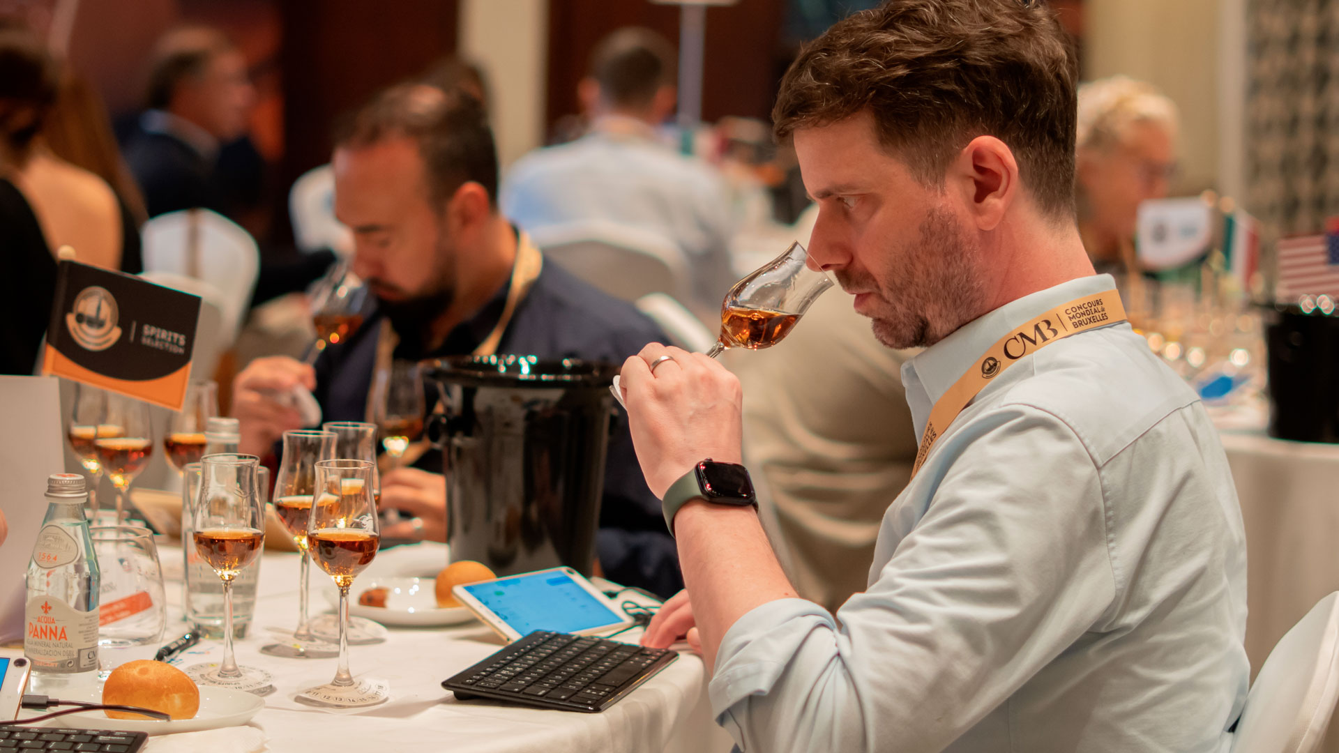 Tasters evaluating spirits during the Spirits Selection 2025 by Concours Mondial de Bruxelles in Tequila, Jalisco, Mexico.