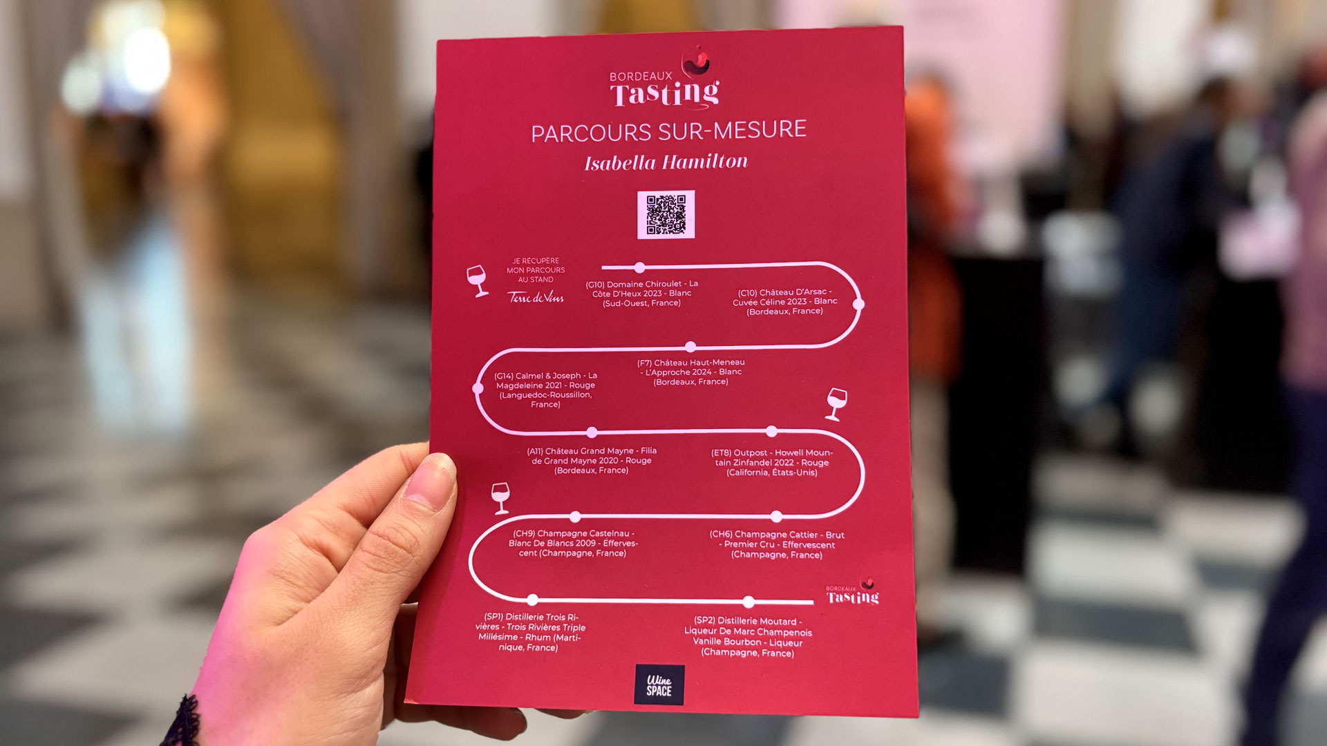 Mapa del recorrido de cata personalizado creado por Tastee para los visitantes de Bordeaux Tasting 2025