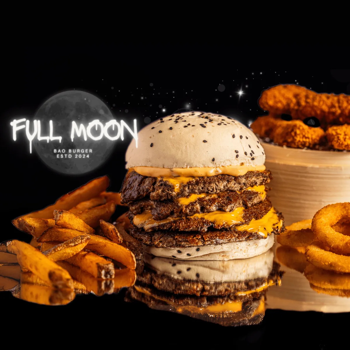 Menu burger frittes Full Moon