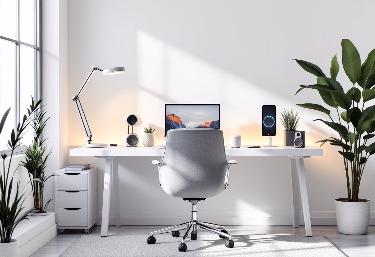 a minimalist workspace with technology for a productivity tools business [background image]