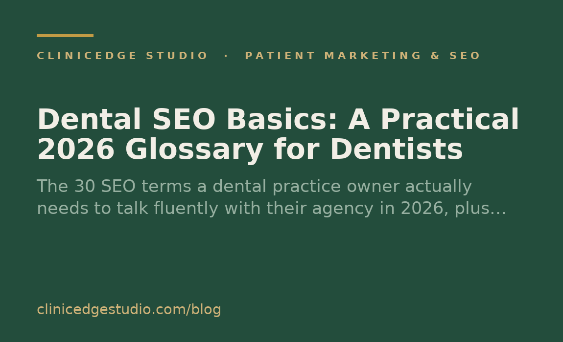 Dental SEO Basics: A Practical 2026 Glossary for Dentists